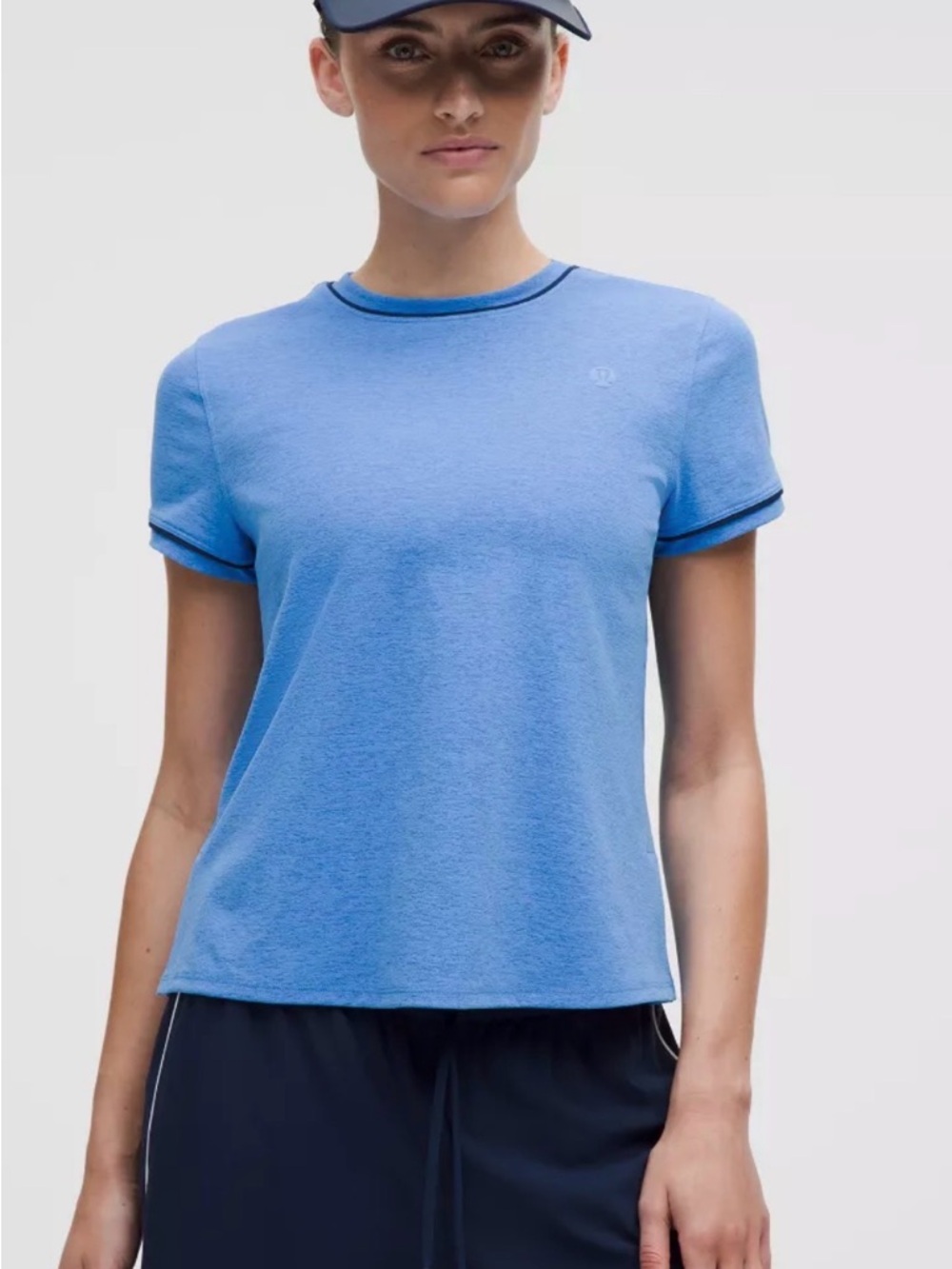 Lululemon Crewneck Tennis Short-Sleeve Shirt in the color Pool Party/Club Blue
